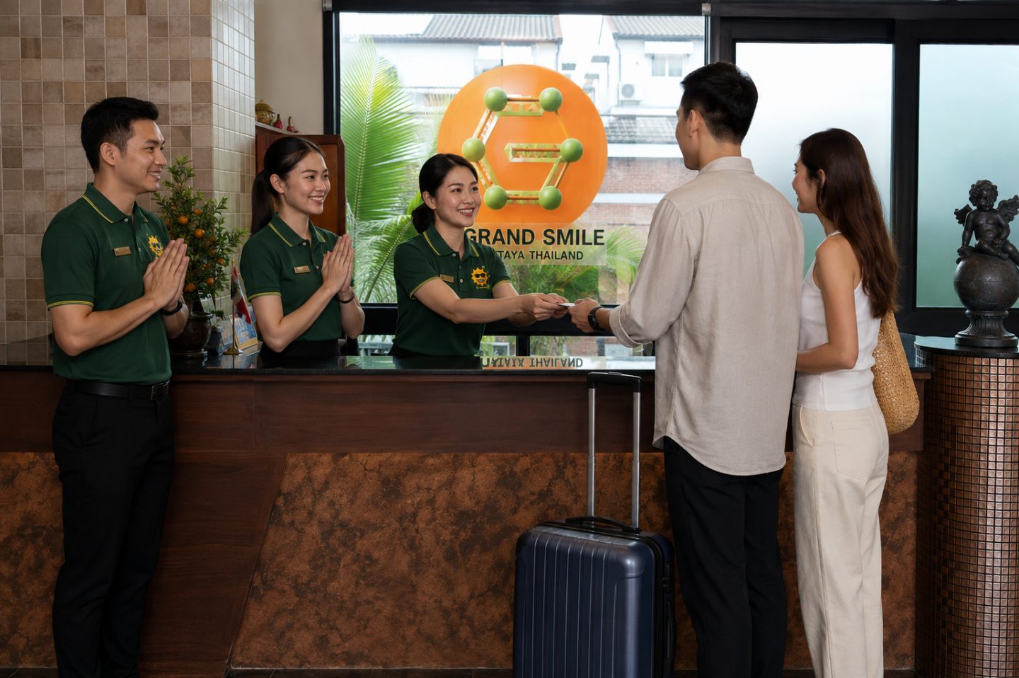 Team welcoming guests